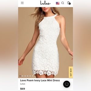Lulus High Neck White Lace Dress
